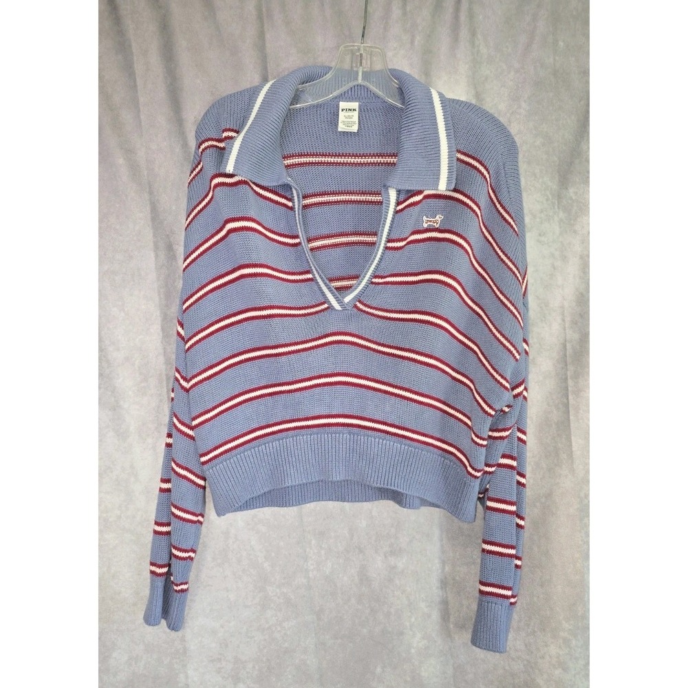 Victoria's Secret Dusty Iris Blue V-Neck JumperSize XL Polo Rugby